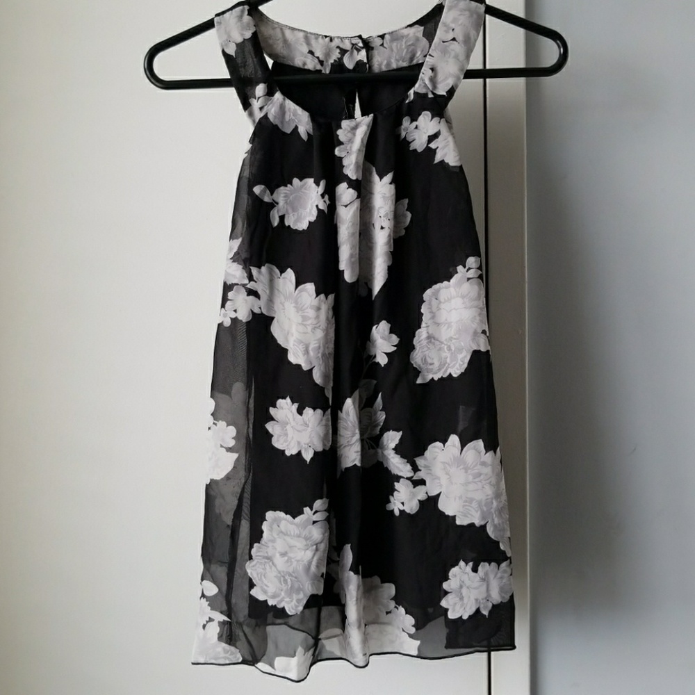 Black and white floral flowy halter